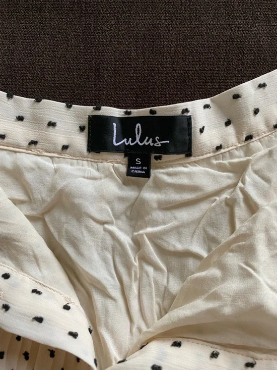 Lulu's Cream Pleated Polka Dot Button-Front Maxi Skirt - Picture 2 of 8